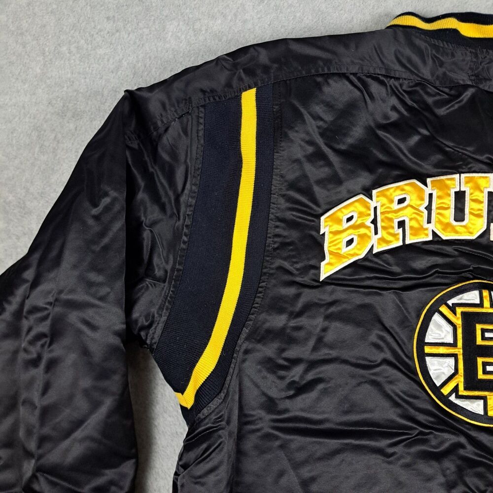 Vtg Boston Bruins G-III & Carl Banks Satin Bomber Jacket Mens L NHL Snap Up - Picture 15 of 16